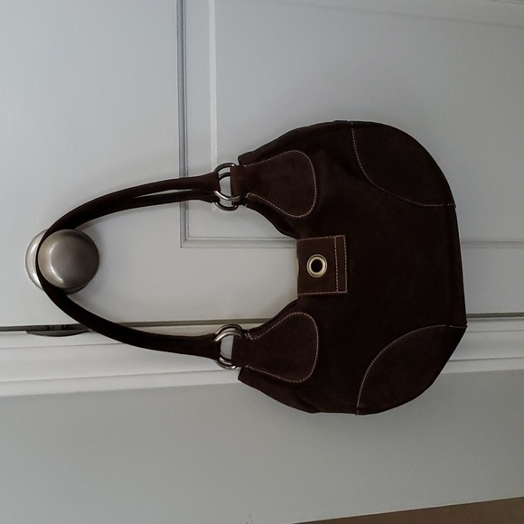 PRADA Borsa a Spalla in Crosta Caffè Suede circa Y2K - Picture 6 of 8